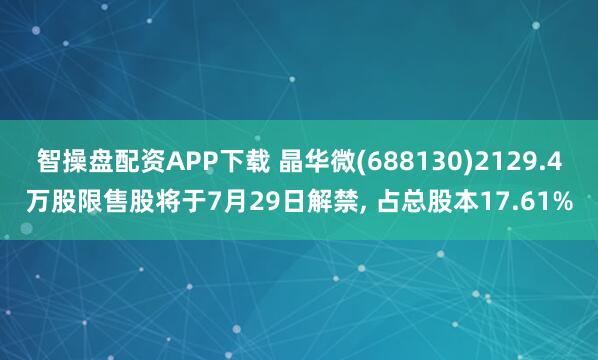 智操盘配资APP下载 晶华微(688130)2129.4万股限售股将于7月29日解禁, 占总股本17.61%